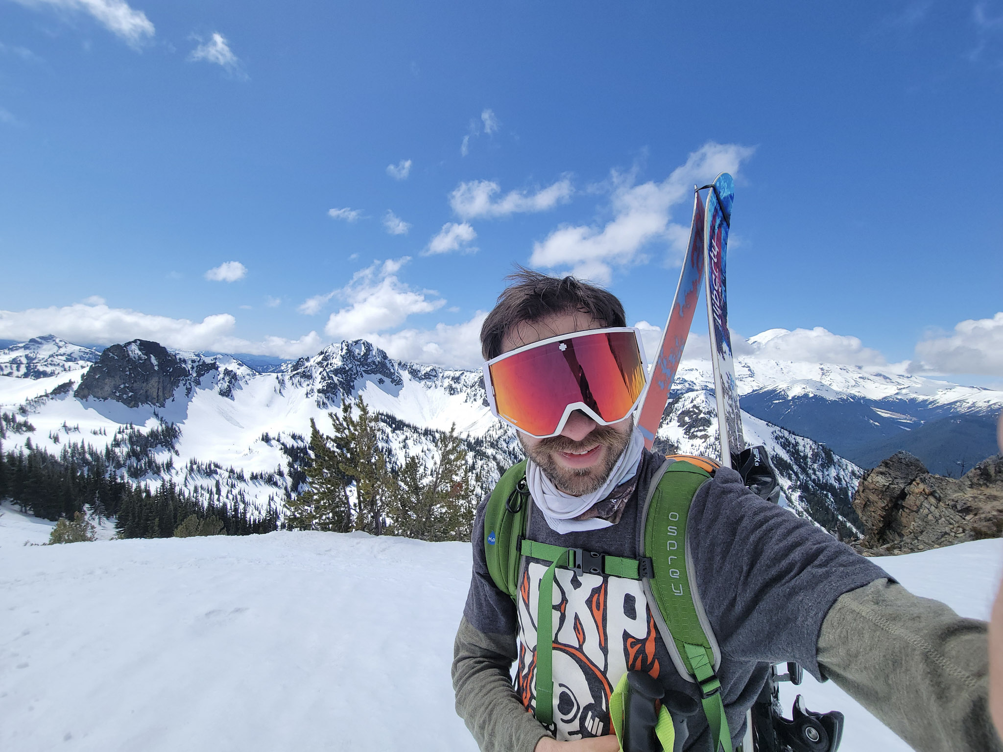 Ski instruction on a groomed run